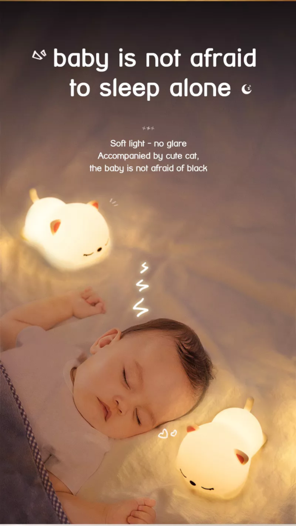 Kitten Night Light Rechargeable Silicone Cute Cat Night Lamp 7-Color Changing LED Cat Lamp Nursery Nightlights for Kids Bedroom - Image 7