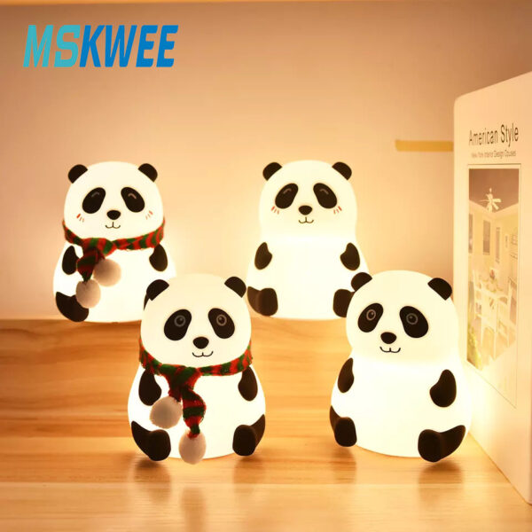 Cute Panda Night Light for Kids Kawaii Nursery 7 Color Changing Silicone Lamp for Bedroom Aesthetic Room Decor Birthday Gifts - Image 3