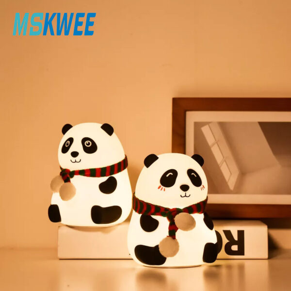 Cute Panda Night Light for Kids Kawaii Nursery 7 Color Changing Silicone Lamp for Bedroom Aesthetic Room Decor Birthday Gifts - Image 5