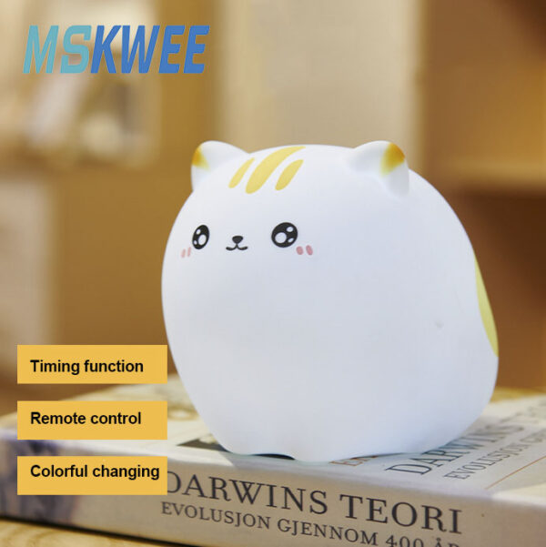 Mskwee Custom LED Cute Cat Silicone Night Lamp Touch Remote Control 7 Color Pat Lamp Kitten Bedside Night Light for Kids - Image 2