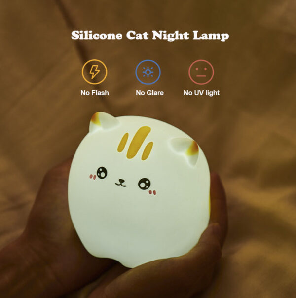 Mskwee Custom LED Cute Cat Silicone Night Lamp Touch Remote Control 7 Color Pat Lamp Kitten Bedside Night Light for Kids - Image 3