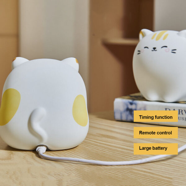 Mskwee Custom LED Cute Cat Silicone Night Lamp Touch Remote Control 7 Color Pat Lamp Kitten Bedside Night Light for Kids - Image 4