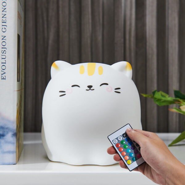 Mskwee Custom LED Cute Cat Silicone Night Lamp Touch Remote Control 7 Color Pat Lamp Kitten Bedside Night Light for Kids - Image 5