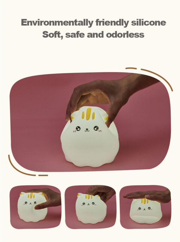 Mskwee Custom LED Cute Cat Silicone Night Lamp Touch Remote Control 7 Color Pat Lamp Kitten Bedside Night Light for Kids - Image 9