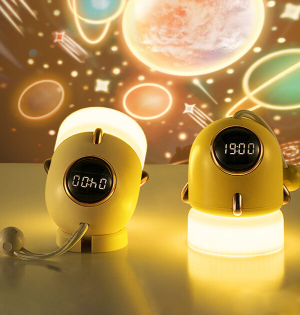 New Arrival LED Star Clock Night Light Rotating Starry Sky Projector Bedside Lamp Rechargeable Bedroom Night Lamp Kid Baby Gift