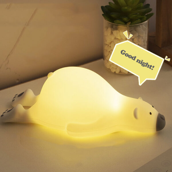 Custom Cute Lazy Bear Night Light Silicone Nursery Light for Baby and Toddler - Image 2