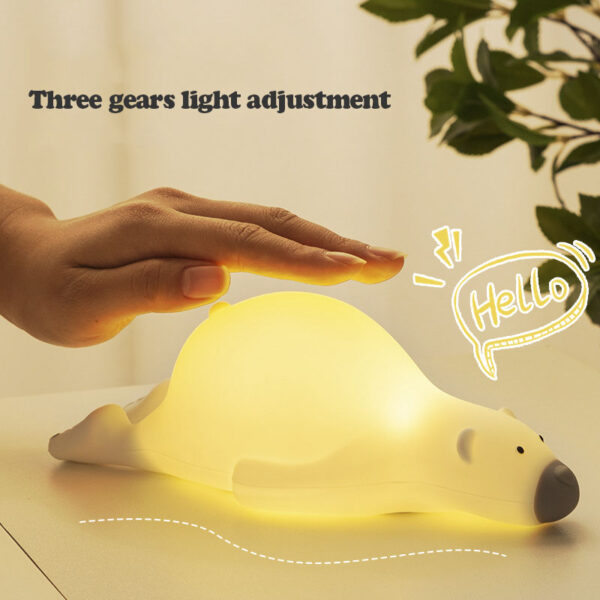 Custom Cute Lazy Bear Night Light Silicone Nursery Light for Baby and Toddler - Image 3