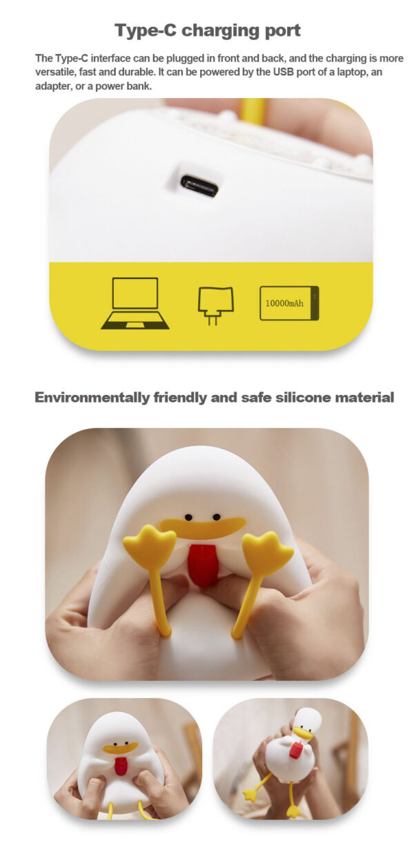 USB Rechargeable Cute Duck Night Light for Kids 7 Colors Changing Silicone Night Light for Baby Room Nursery Decor with Timer - Image 9