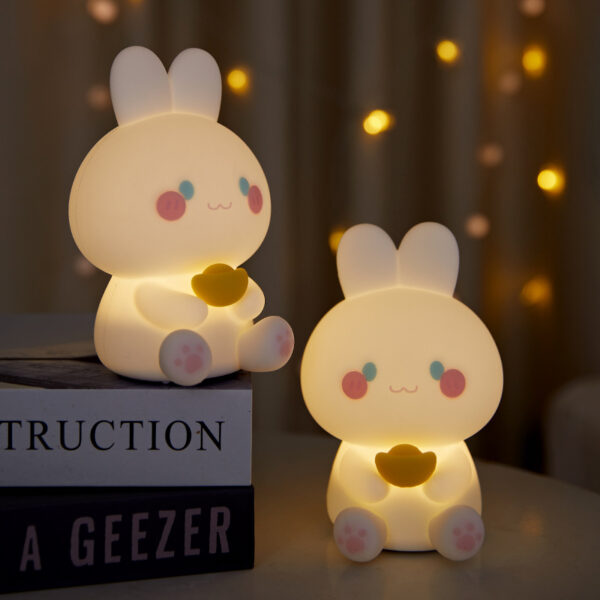 Rechargeable Silicone Night Light Touch Control Cute Animal Rabbit Bunny Night Lamp Bedroom Decor - Image 3