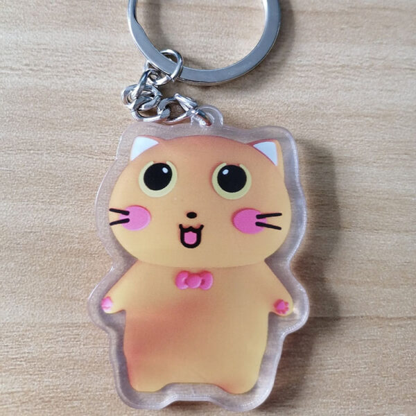 Factory Cheap Price Plastic Acrylic Charm Double Sided Printed Keychain Custom Design Mskwee Cat Cartoon Acrylic Keyring - Image 2