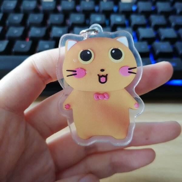 Factory Cheap Price Plastic Acrylic Charm Double Sided Printed Keychain Custom Design Mskwee Cat Cartoon Acrylic Keyring - Image 6